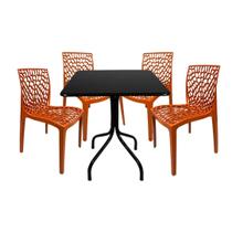 Jogo Mesa Quadrada Preta Com 4 Cadeiras Gruvyer Terracota Restaurante Cafeteria