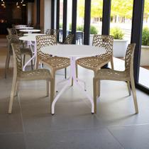 Jogo Mesa Redonda Branca Com 4 Cadeiras Gruvyer Sorveteria Jantar