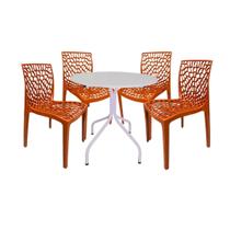 Jogo Mesa Redonda Branca Com 4 Cadeiras Gruvyer Terracota Sorveteria