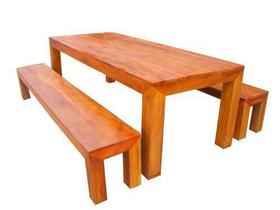 Jogo Mesa Rústico Reta em Madeira de Demolição - Cód 1150