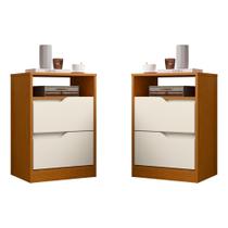 Jogo Mesas de Cabeceira Flex Bituruna Cinamomo Off White