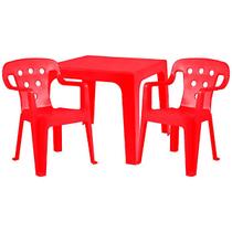 Jogo Mesinha E 2 Cadeiras Poltrona Infantil Vermelha Mor