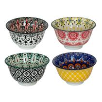 Jogo Mini Bowls Cerâmica Estampa Mandalas 8,5cm 100ml - 4pcs