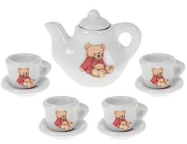 Jogo Mini Café Porcelana Decoração Floral Bule Xícara Pires