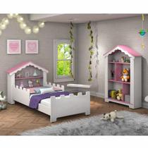 Jogo Mini Cama Castelo Encanto e Nicho Infantil Branco Rosa