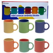 Jogo Mini Canecas Coloridas Para Café 6 Peças 100 ml 596 Mimo Style