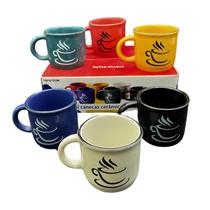 Jogo Mini Canecas Xícaras 6 Peças Cerâmica Esmaltada Para Café Expresso 100ml Coloridas