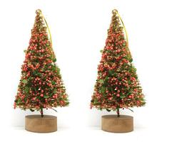 Jogo Mini Pinheiro Rústico Decorado Natal Luxo Enfeite de Mesa 20cm Base Madeira 2 Unidades - Yangzi Jogo Mini Pinheiro Rústico Decorado Natal Luxo Enfeite de Mesa 20cm Base Madeira 2 Unidades - Yangzi