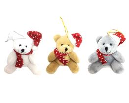 Jogo Mini Urso Pelúcia Natal com Gorrinho e Cachecol 15cm 3 Peças - Master Christmas