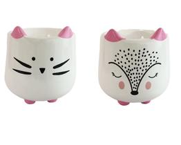 Jogo Mini Vaso Cerâmica Bichinho Para Suculenta 2 Unidades - Mundial Casa