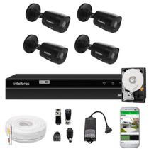 Jogo Monitoramento Câmeras Segurança Intelbras Dvr 4 Canais e 4 Cameras Black Full HD