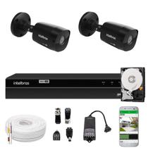Jogo Monitoramento Câmeras Segurança Intelbras Via App Dvr 4 Canais e 2 Câmeras Black