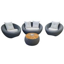 Jogo Namoradeira e Poltronas Em Corda Náutica Premium Área Interna Externa Alumínio Jardim Varanda Fibras