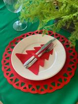 Jogo Natal 10 Sousplast + 10 Porta Talher Mesa Natalina