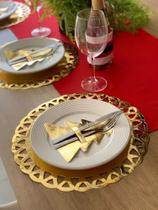 Jogo Natal 6 Sousplast + 6 Porta Talher Mesa Posta Natalina Cor Ano Nove: Dourado
