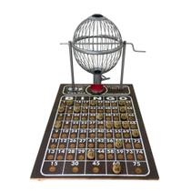 Jogo Números 1 A 75 Globo De Metal Tabuleiro Em Madeira N2