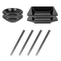 Jogo Oriental De Melamina Porta Shoyu Tigela Hashi 8 Peças