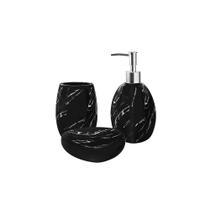 Jogo p/ Banheiro Marble 3pcs Preto