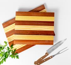 Jogo P/ Cozinha 2 Tabua 35/30cm Madeira + 2 Talher Churrasco Jogo P/ Cozinha 2 Tabua 35/30cm Madeira + 2 Talher Churrasco