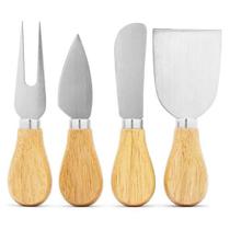 Jogo p/ Queijo Inox c/ Cabo de Madeira Mimo Style ala13002 Jogo p/ Queijo Inox c/ Cabo de Madeira Mimo Style ala13002