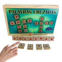 Jogo Palavras Cruzadas Educativos Escolar 50 Peças em Madeira