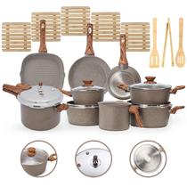 Jogo Panela 17 Pç Indução Cerâmico Antiaderente 4Mm- Grafito