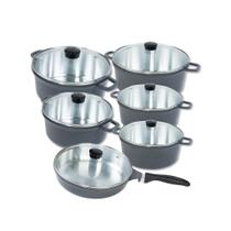 Jogo Panela 6 Pçs Cozinha 16 À 24cm+frigideira 24cm Alumínio Fundido Grafite Jogo Panela 6 Pçs Cozinha 16 À 24cm+frigideira 24cm Alumínio Fundido Grafite