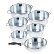 Jogo Panela 6 Pçs Cozinha 16 À 24cm+frigideira 24cm Alumínio Fundido Polido