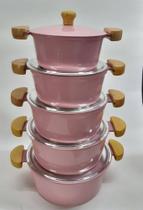 Jogo panela caçarola alumínio fundido rosa bebê (lunna) - Artecook