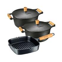 Jogo Panela Caçarola De Ferro 4,5 E 6 Litro + Cook Grill