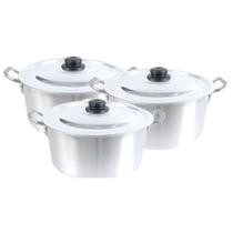 Jogo Panela Caçarola Hotel Aluminio N 26, 30 e 35 Com Tampa