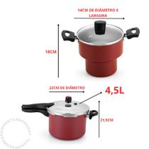 Jogo Panela De Pressão 4,5L E Cuscuzeira 18 Cm Antiaderente