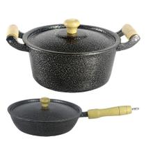 Jogo Panela E Frigideira Alumínio Fundido Preto