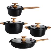 Jogo Panela Indução Revestimento Antiiaderente Cerâmico Crocodile 4 Peças Preto