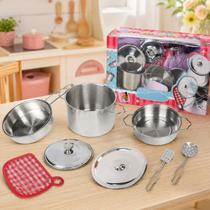 Jogo Panela Inox 8pçs Utensilio Frigideira Caçarola Concha
