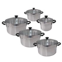 Jogo Panela Polida 5 Pçs Premium Tampa Vidro Cabo Especial Jogo Panela Polida 5 Pçs Premium Tampa Vidro Cabo Especial