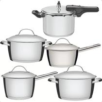 Jogo Panela Pressão Indução Caçarola Caldeirão Inox Tramontina Jogo Panela Pressão Indução Caçarola Caldeirão Inox Tramontina