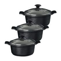 Jogo Panela Preto Craq Antiaderente Cerâmica Javali Aa 26A30