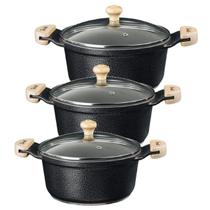 Jogo Panela Preto Craq Antiaderente Cerâmica Javali AM 26a30