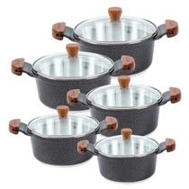 Jogo Panela Preto Craqueado Alumínio Usinado Javali AM 16a24