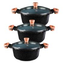 Jogo Panela Preto Liso Antiaderente Cerâmica Javali Am 26A30