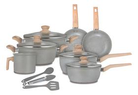 Jogo Panelas 10 Peças Revest Cerâmico Marble Life Dark Gray Indução Neuhaus Jogo Panelas 10 Peças Revest Cerâmico Marble Life Dark Gray Indução Neuhaus