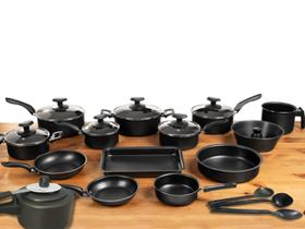 Jogo Panelas 17 Pc Antiaderente Panela Pressão Preto