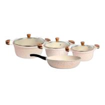 Jogo Panelas 18 20 24 E Frigideira 24cm Branca Marmorizada