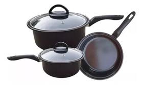 Jogo Panelas 3 Peças Cerâmica Indução Cooktop Gás Elétrico