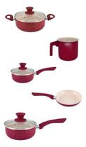 Jogo Panelas 5 Pças Cerâmica Cereja Vermelha Veneza Vermelho
