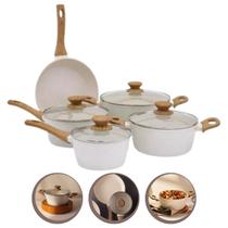 Jogo Panelas 5 peças Ceramica Fundo Triplo Indução Marmol Mimo Style Jogo Panelas 5 peças Ceramica Fundo Triplo Indução Marmol Mimo Style