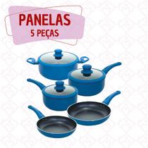 Jogo Panelas 5 Peças Yafo Azul Revestida Nanocerâmica Jogo Panelas 5 Peças Yafo Azul Revestida Nanocerâmica