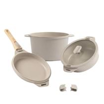 Jogo panelas 7pçs ceramic life empilhavel capuccino brinox