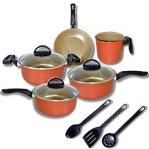 Jogo Panelas 8 Pçs Antiaderente Com Tampa Vidro